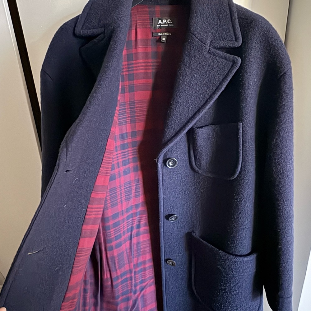 A.P.C. Dark Blue Wool Overcoat - Picture 2 of 7